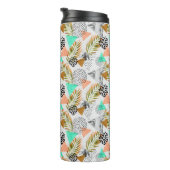 抽象的で幾何学的な熱帯葉パターン タンブラー (回転右)