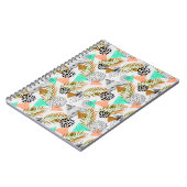 抽象的で幾何学的な熱帯葉パターン ノートブック (左側)