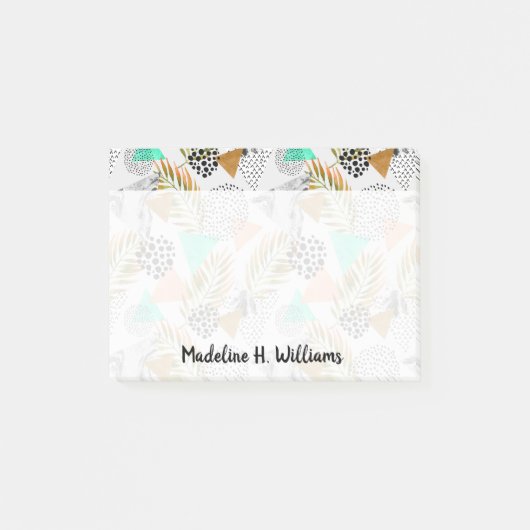抽象的で幾何学的な熱帯葉パターン ポストイット (正面)