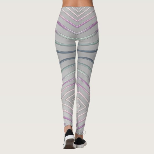 抽象的で幾何学的な金属質 レギンス (裏面)