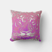 抽象的で白いネオンピンクの紫色のグラデーションなトラ クッション (正面)