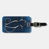 抽象的で白い猫の荷物のラベル ラゲッジタグ (正面横)