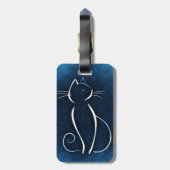 抽象的で白い猫の荷物のラベル ラゲッジタグ (裏面縦)