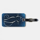 抽象的で白い猫の荷物のラベル ラゲッジタグ (裏面横)