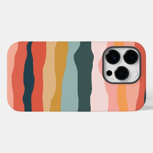 抽象的で色鮮やかなアーストーンのコーラルストライプ模様 Case-Mate iPhoneケース (裏面 (横))