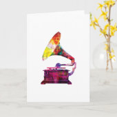 抽象的で芸術品を気取ったな挨拶状-蓄音機 カード (黄色い花)