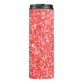 抽象的で赤いグリッターおよび白の火花 タンブラー (裏面)