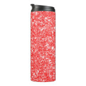 抽象的で赤いグリッターおよび白の火花 タンブラー (回転右)