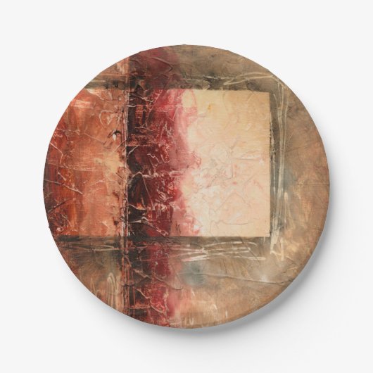 抽象的で赤い景色 ペーパープレート (正面)