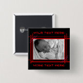 抽象的で赤くおよび黒いフレームボタン 缶バッジ (正面&裏面)