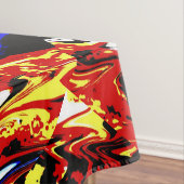 抽象的で赤く黄色く青い白黒のテーブルクロス テーブルクロス (インサイチュ)