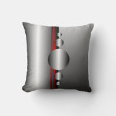 抽象的で赤く、銀製の金属の一見 クッション (正面)