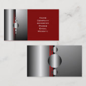 抽象的で赤く、銀製の金属の一見 名刺 (正面/裏面)