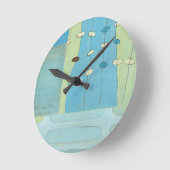 抽象的で青い卵パレード ラウンド壁時計 (傾斜)