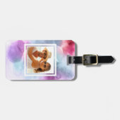 抽象的で青い及びピンクの水彩画|はあなたの名前を加えます ラゲッジタグ (正面横)