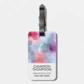 抽象的で青い及びピンクの水彩画|はあなたの名前を加えます ラゲッジタグ (裏面縦)