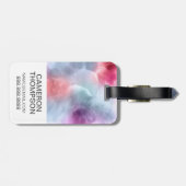 抽象的で青い及びピンクの水彩画|はあなたの名前を加えます ラゲッジタグ (裏面横)