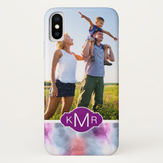 抽象的で青い及びピンクの水彩画|は写真を加えます Case-Mate iPhoneケース (裏面)