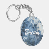 抽象的で青い水彩画の背景 キーホルダー (正面左)