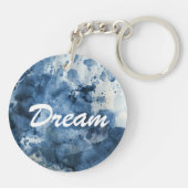 抽象的で青い水彩画の背景 キーホルダー (裏面)