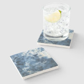 抽象的で青い水彩画の背景 ストーンコースター (横)