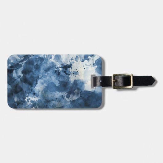 抽象的で青い水彩画の背景 ラゲッジタグ (正面横)