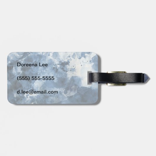 抽象的で青い水彩画の背景 ラゲッジタグ (裏面横)