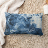 抽象的で青い水彩画の背景 ランバークッション (ブランケット)