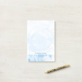 抽象的で青い水彩画の背景、質 ポストイット (デスク上)