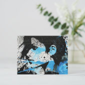 抽象的で青い白黒の女の子の水彩画の芸術 ポストカード (スタンド正面)
