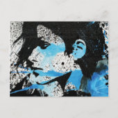 抽象的で青い白黒の女の子の水彩画の芸術 ポストカード (正面)