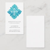 抽象的で青い花が付いている花の水彩画 名刺 (正面/裏面)