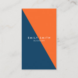抽象的で青およびオレンジ色のブロックの会合媒体 名刺