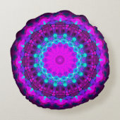 抽象的で青か紫色の曼荼羅 ラウンドクッション (裏面)
