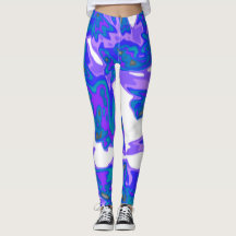 抽象的で青、白い、紫色のレギンス
