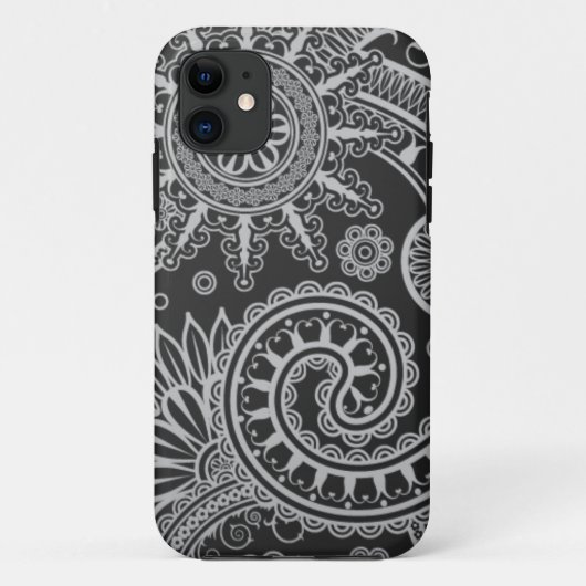 抽象的で黒いおよび灰色の花パターン Case-Mate iPhoneケース (裏面)