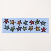 抽象的で黒いカメのカラフルの貝のグループ ヨガマット (正面(横))