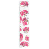 抽象的で黒いピンクおよびフェイクな金ゴールドブラシストローク ショートテーブルランナー (正面)