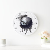 抽象的で黒い染みのビリヤードボール ラージ壁時計 (ホーム)