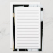 抽象的で黒く及び白い絵画 便箋 (正面/裏面)