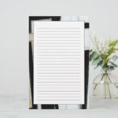 抽象的で黒く及び白い絵画 便箋 (スタンド正面)