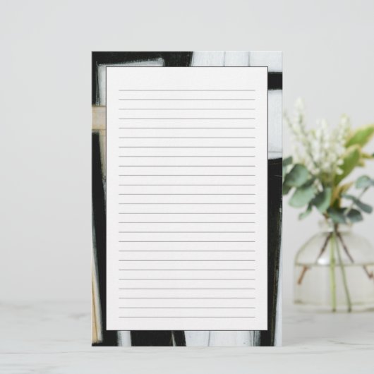 抽象的で黒く及び白い絵画 便箋 (スタンド正面)