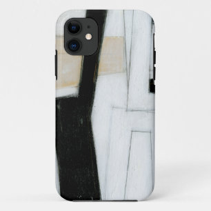 抽象的で黒く及び白い絵画 iPhone 11 ケース