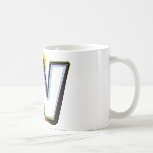 抽象的で、多彩な手紙W コーヒーマグカップ (右)