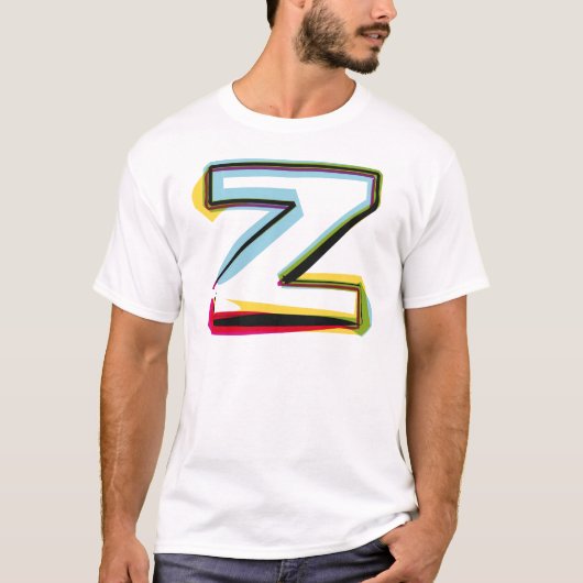 抽象的で、多彩な手紙Z Tシャツ (正面)