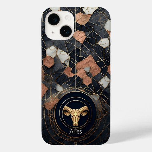 抽象的なおひつじ座の星座イラスト モダン Case-Mate iPhoneケース (裏面)