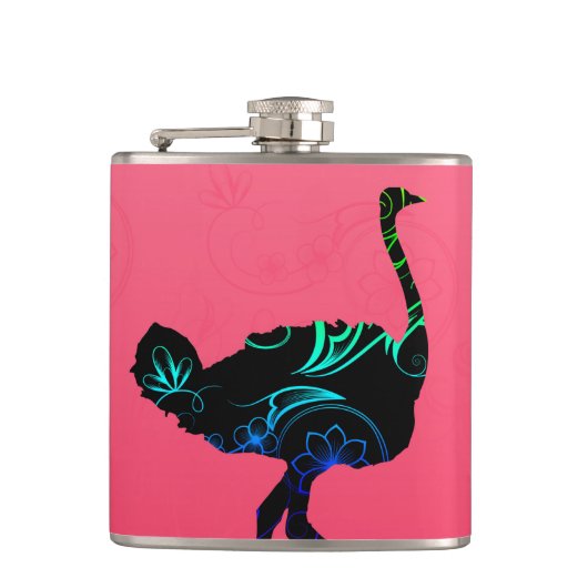 抽象的なだちょうのビニールの包まれたなフラスコ フラスク (正面)