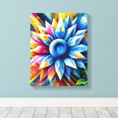 抽象的なひまわりのアート - 額装されたキャンバス キャンバスプリント (インサイチュ (ウッドフロア))