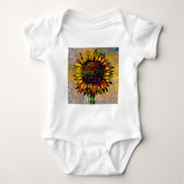 抽象的なひまわりの絵 ベビーボディスーツ