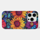 抽象的なひまわりの花 - iPhone 15 Pro カバー (裏面 (横))